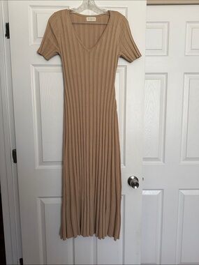 Worth Collective Tan Oakley Knit Midaxi Dress XS